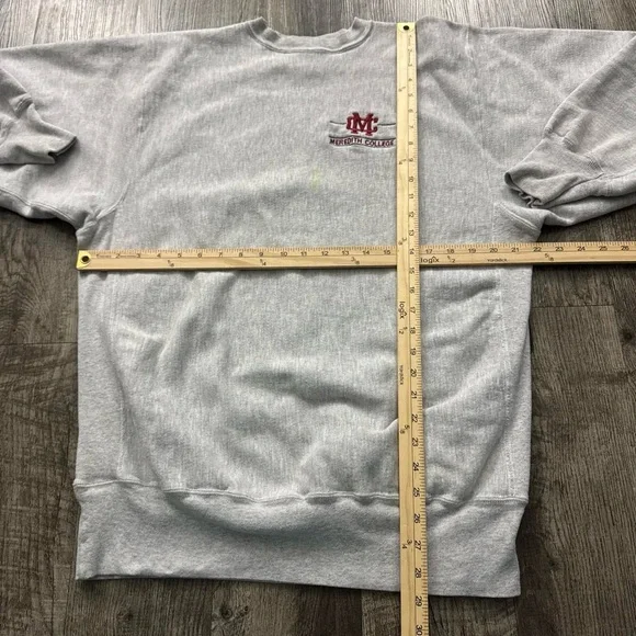 Vintage 90s Meredith College Champion Reverse Weave Sweatshirt Heavyweight Grey - Picture 3 of 7